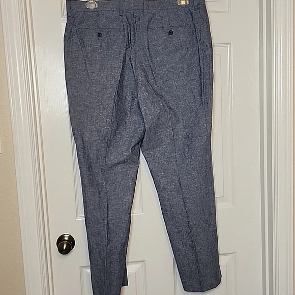 Banana Republic Mens Linen Blend Classic Fit  Blue White Trousers  Size 35 30 - Picture 4 of 11